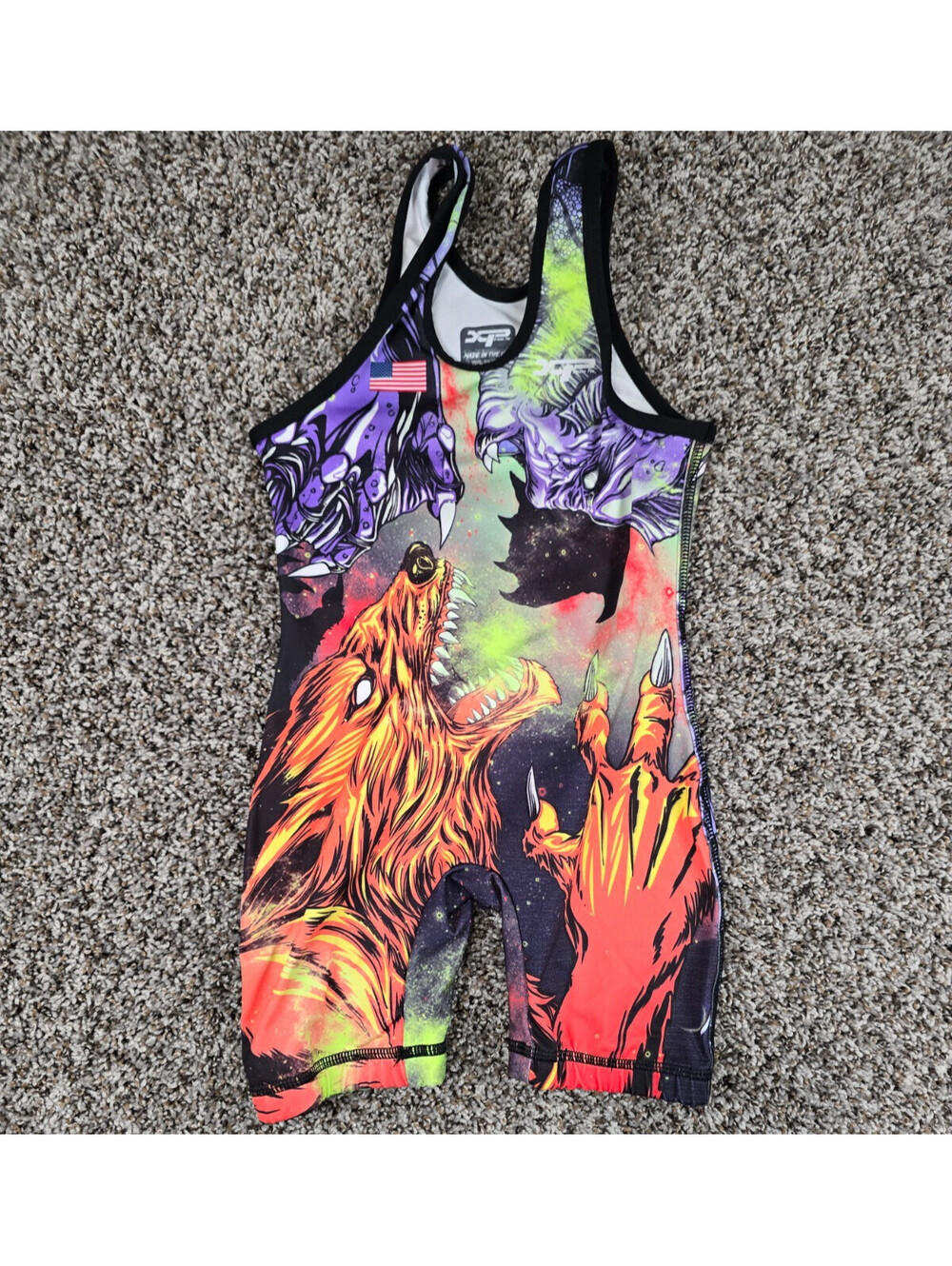 XPA Boys Sz L Wrestling Singlet Release The Beast Warewolf Rare Print